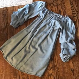 Denim mini dress from Zara with puffy sleeves